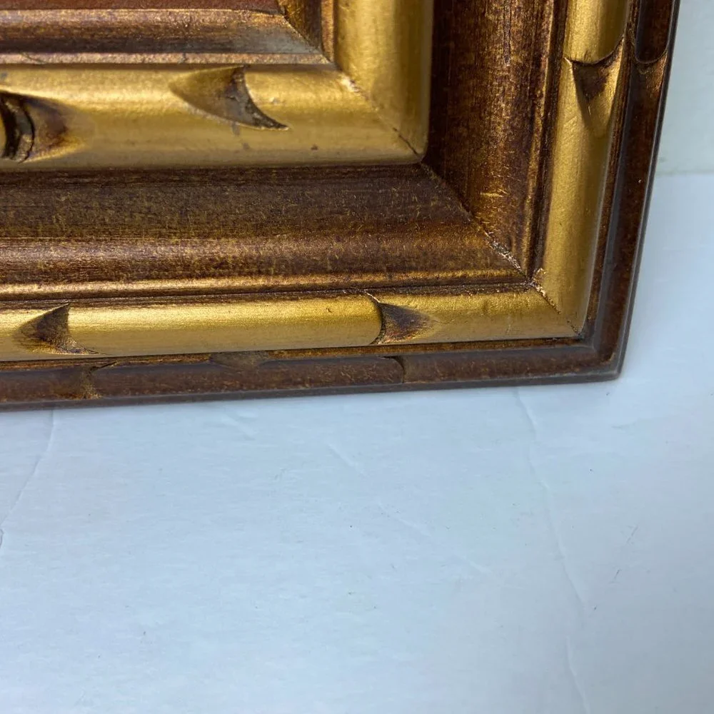 Vintage Original  Painting  Artist Wooden Frame Gold Patina